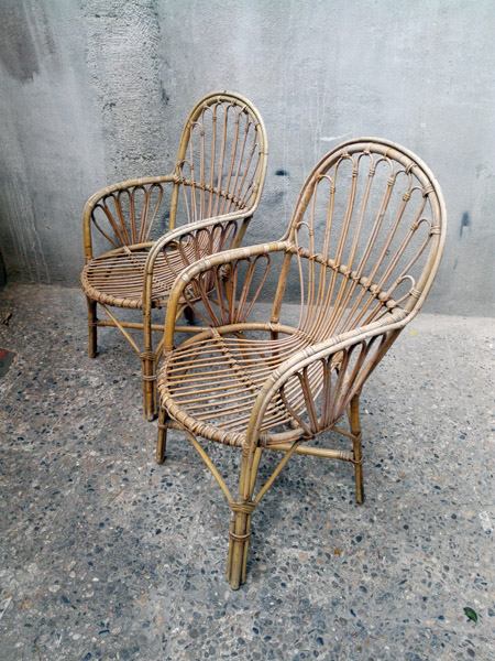 silla conjunto bambu desgastado 42-93x52x60 44-94.5x43x44 (22eu) 2u